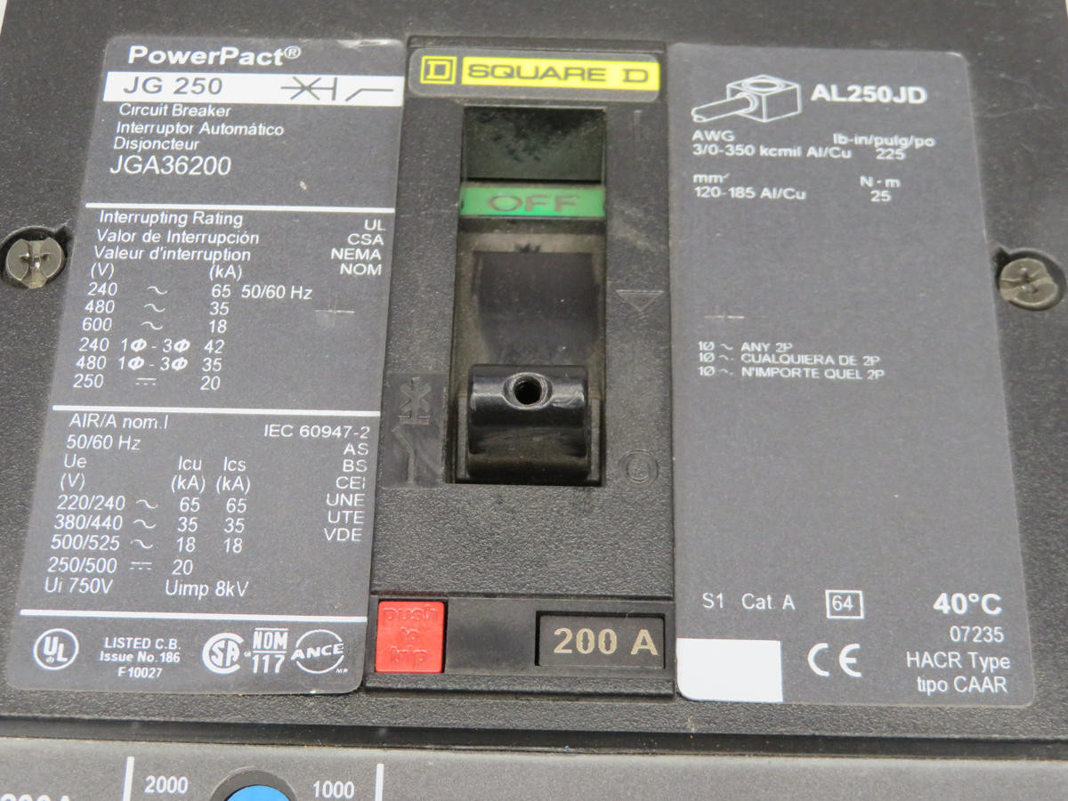 Square D #250, Powerpact Jg Circuit Breaker 240V 50-60 HZ - Image 5