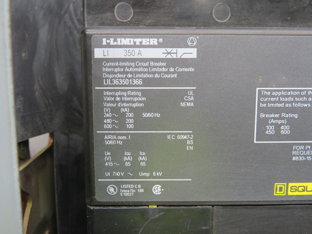 350 Amp, Square D #LIL363501366, Limiter Circuit Breaker (2 available) - Image 5