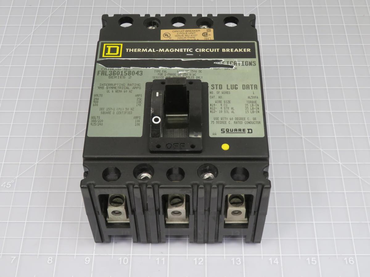 15 Amp, Square D #FAL360158043, Thermal-Magnetic Circuit Breaker - Image 1