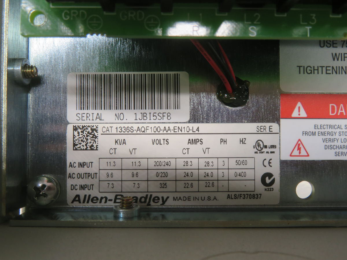 10 HP Allen-Bradley #1 336s-aqf100-aa-en1, variable frequency drive - Image 9