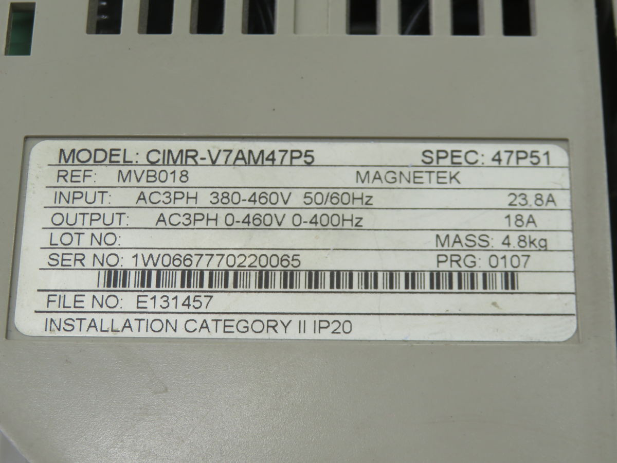 10 HP Yaskawa #CIMR-V7AM47P5, AC Drive - Image 3