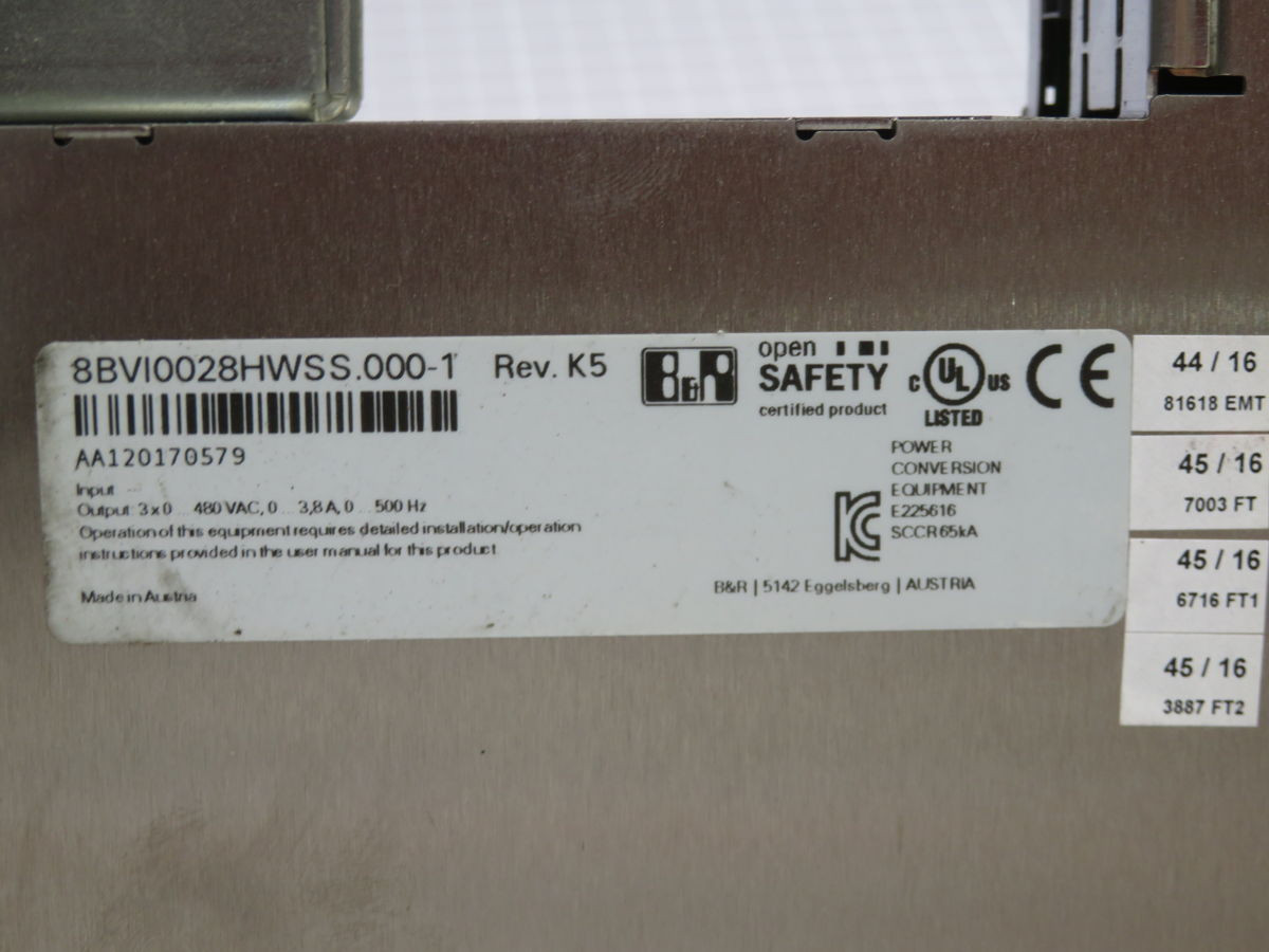 B & R #8BVI0028HWSS.000-1, Servo Drive, 1 AXIS, 24-48 VDC Supply, 2.8A/7.0A Current, Sto, IP20 - Image 5