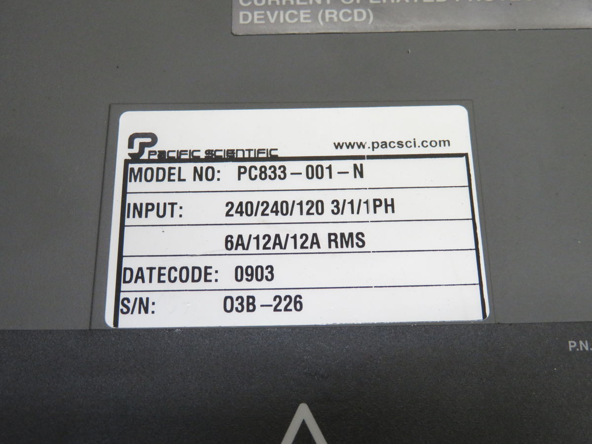 Pacific Scientific #PC833-001-N, Servo Drives, 240V Input, 50/60HZ, 12A Cont. Output - Image 3