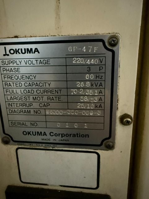 16.9" x 13.7" Okuma #GP-47F, CNC cylindrical grinder, 15.75" max. grinding diameter, 30" x 6.31" x 12" wheel - Image 1