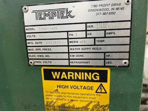 25 Ton, Temptek #MW25C, water cooled chiller, 25 HP, R-454B refrigerant, 1 compressor, 2021 - Image 6