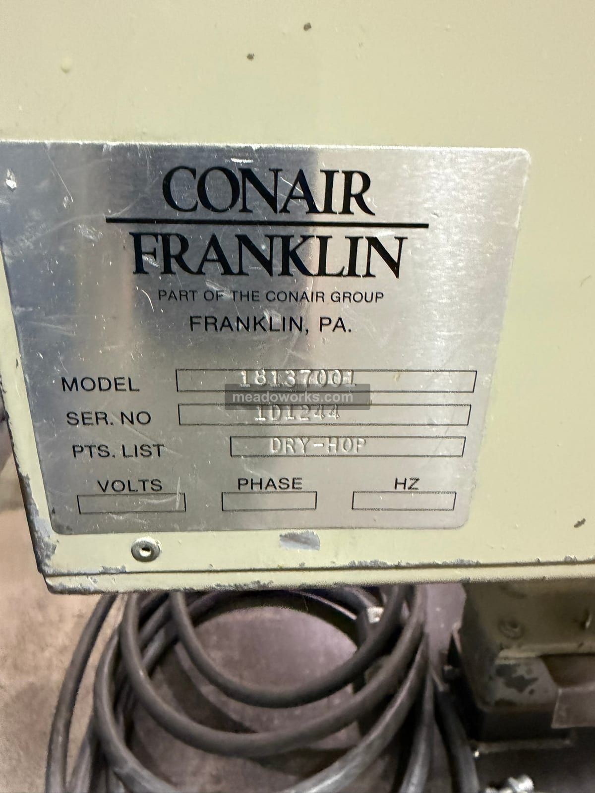 Conair Franklin #D30H2000000, Dryer w/Compu-Dry CD30 Control & Drying Hopper, hopper #18137001, steel table - Image 7