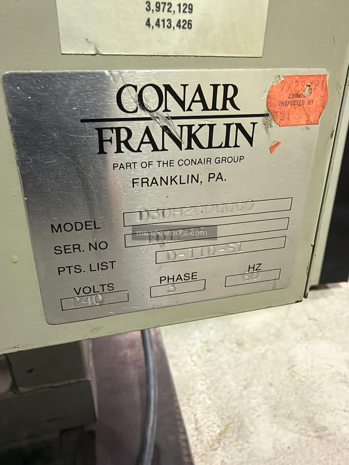 Conair Franklin #D30H2000000, Dryer w/Compu-Dry CD30 Control & Drying Hopper, hopper #18137001, steel table - Image 8