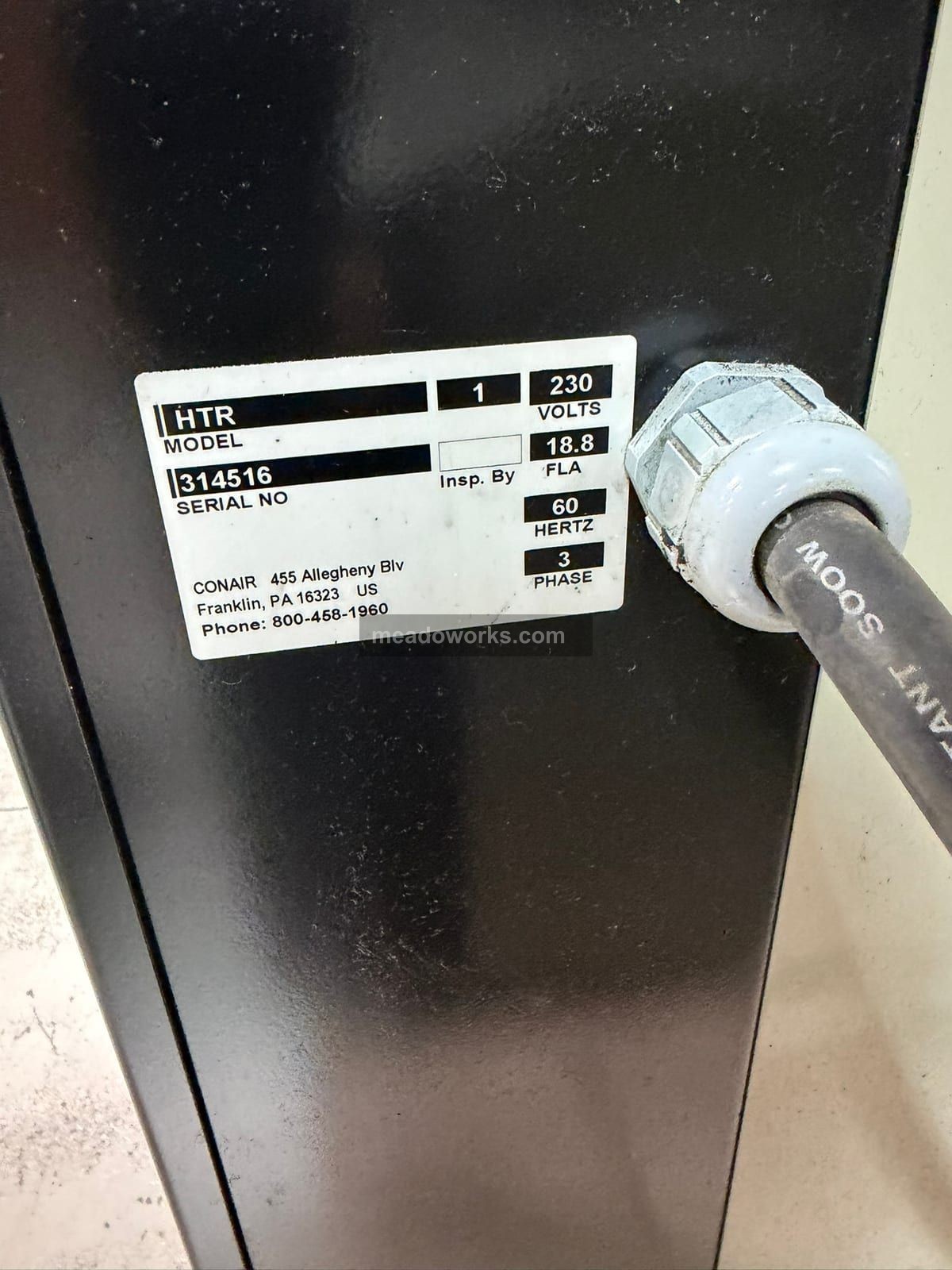 Conair #HTR-1, Hot Oil Unit, TH-1 control, 18.8 FLA, 230 V., 3 Ph., 60 Hz. (4 available) - Image 4