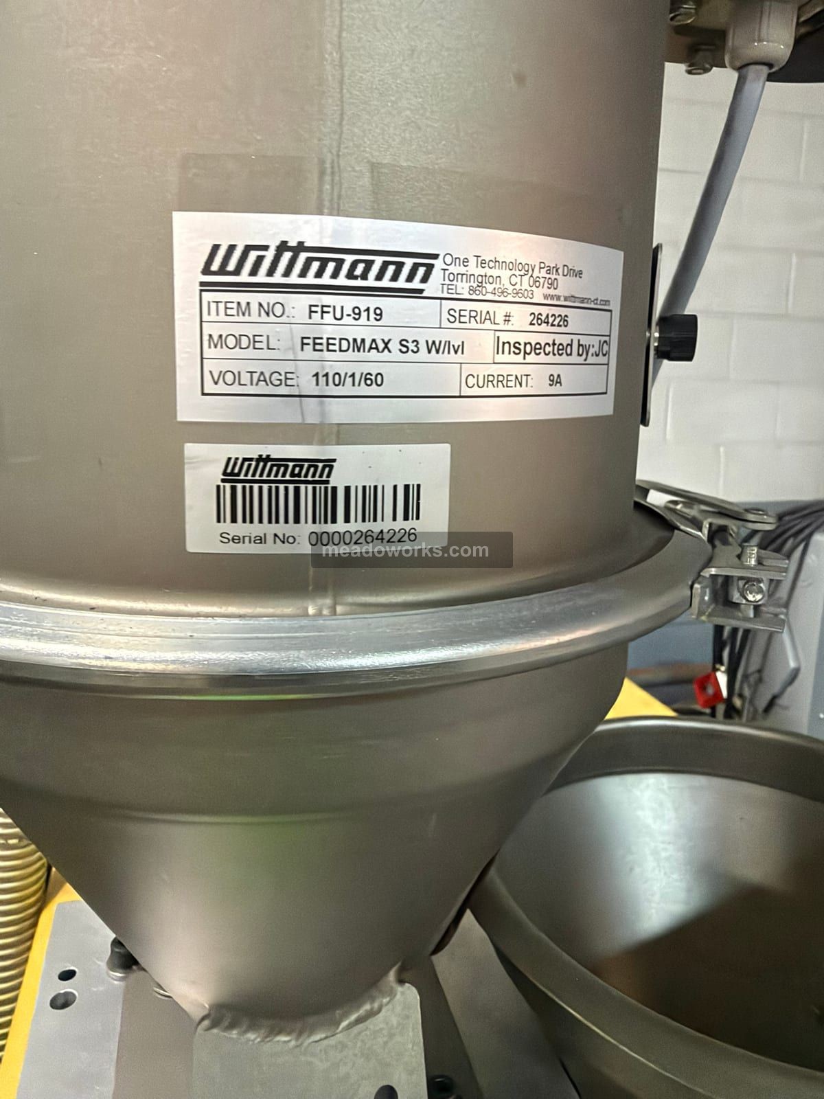 Wittmann #Feedmax-S3-W/lvl, Hopper Loader, 110 V. - Image 3