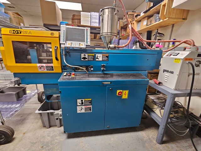 12 Ton, Boy #12A, Horizontal Injection Molding Machine, 10.19" x 10.19" tie bar spacing, 15.74" x 8.66" - Image 1