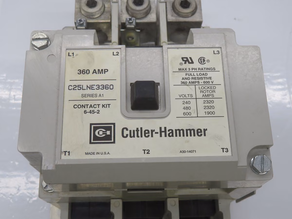 360 Amp, Cutler-Hammer #C25LNE3360, Contactor, 3 Pole, 110/120V Coil, 50/60 Hz - Image 1