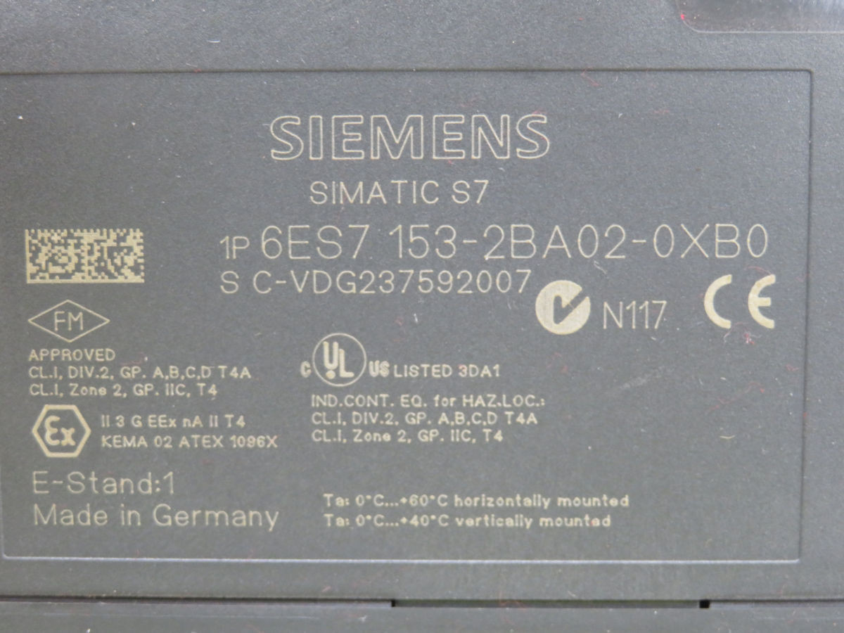 Siemens #6ES7153-2BA02-0XB0, PLC CPU Module, PROFIBUS DP V1 Interface, 12 Mbps - Image 5
