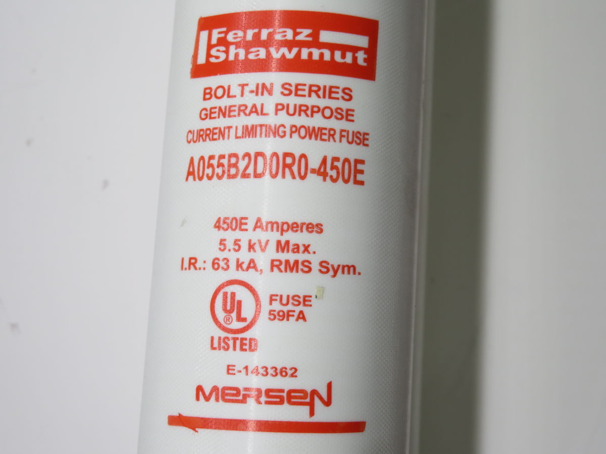 Ferraz Shawmut #A055B2D0R0-450E, Fuse, 5.5 KV, 450E A, 65 KA RMS IR - Image 2