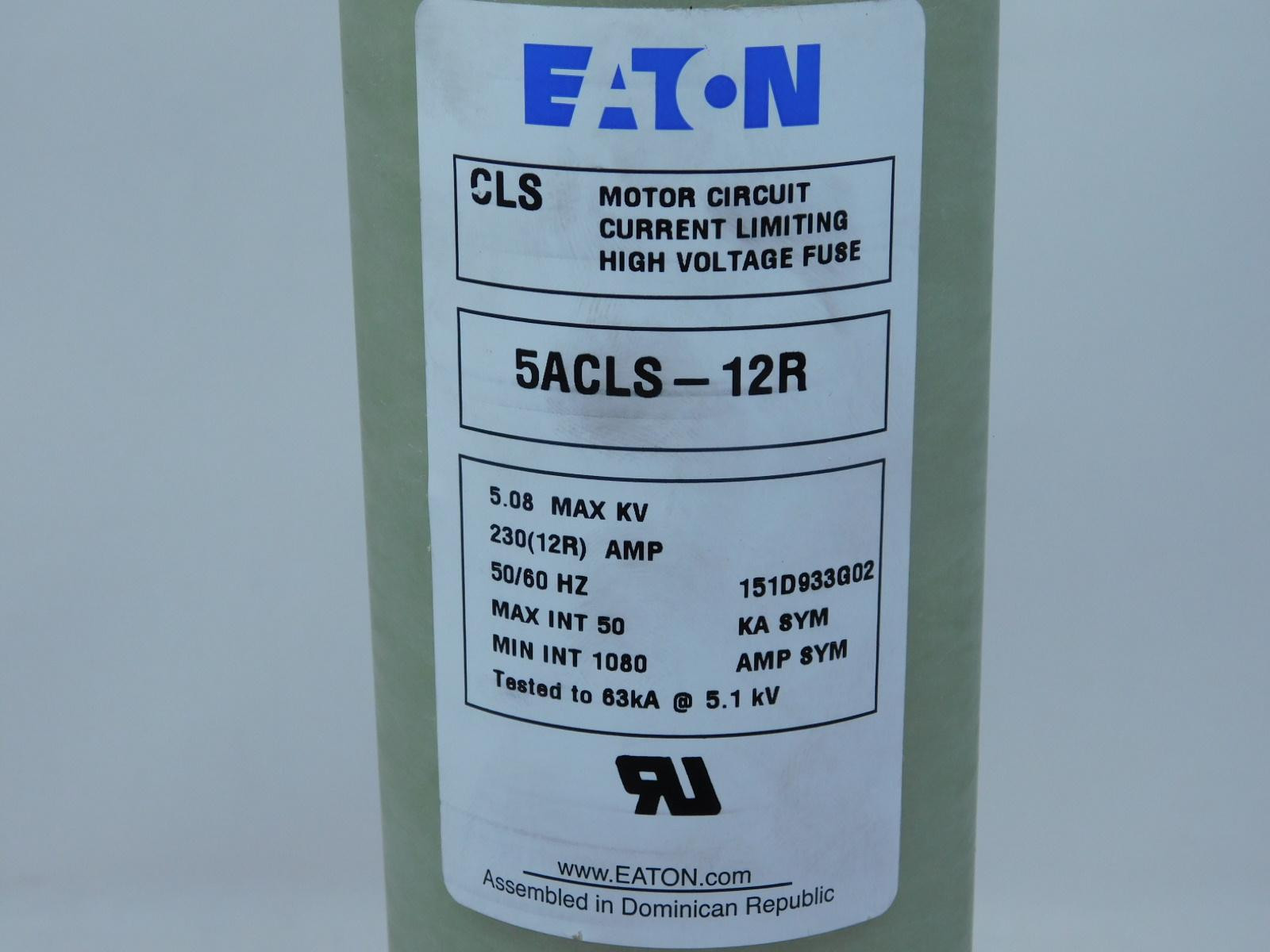 Eaton #5ACLS-12R, Motor Circuit Current Limiting High Voltage Fuse, 5.08 KV Max, Single Barrel, NEW - Image 7