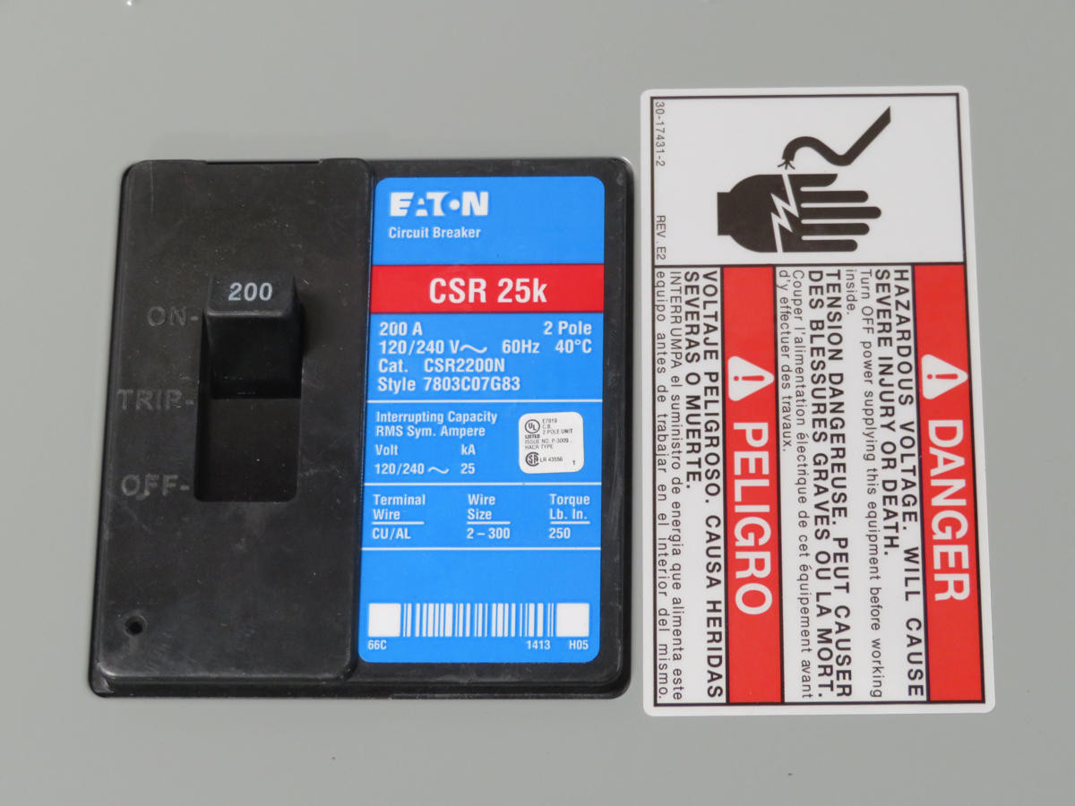 200 Amp, Eaton BRP30B200R, Outdoor Main Lug, 30 Space, 60 Circuits, with Main Breaker - Image 8