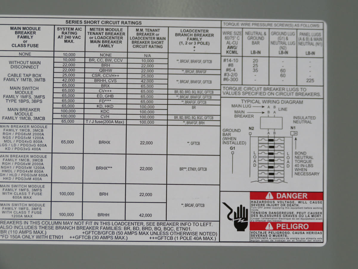 200 Amp, Eaton BRP30B200R, Outdoor Main Lug, 30 Space, 60 Circuits, with Main Breaker - Image 10