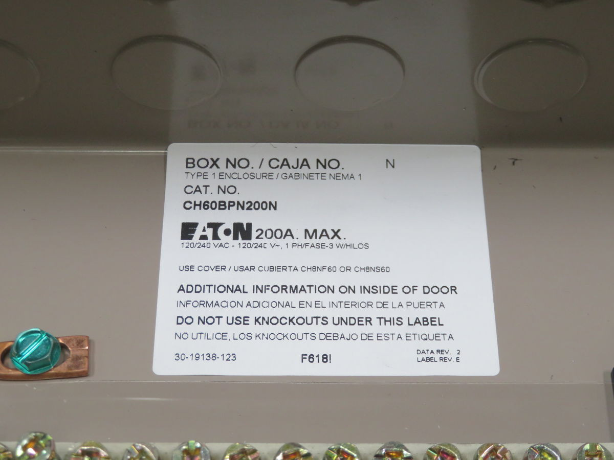 200 Amp, Eaton CH60BPN200N, Main Breaker Load Center - Image 4