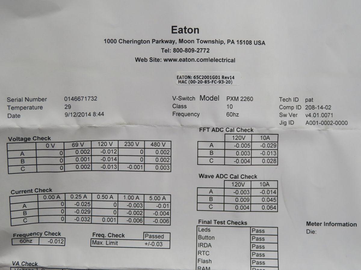 Eaton #PXM2260MA65405, Automation Meter, 3-PH, 600V, 5A, 60HZ, 24-48VDC Aux, Modbus Rtu - Image 6