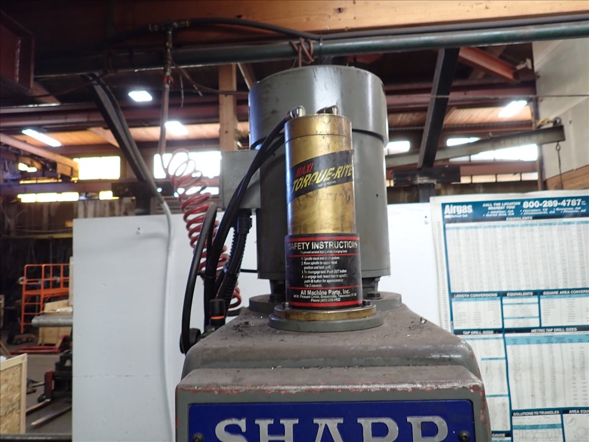 Sharp #V1, Manual Vertical Knee Mill, 12" x 58" table, 5 HP, Maxi Torque-Rite power drawbar, Newall NMS300 - Image 7