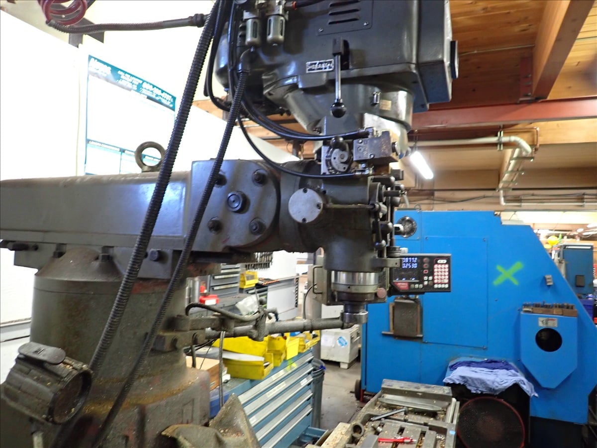 Sharp #V1, Manual Vertical Knee Mill, 12" x 58" table, 5 HP, Maxi Torque-Rite power drawbar, Newall NMS300 - Image 8