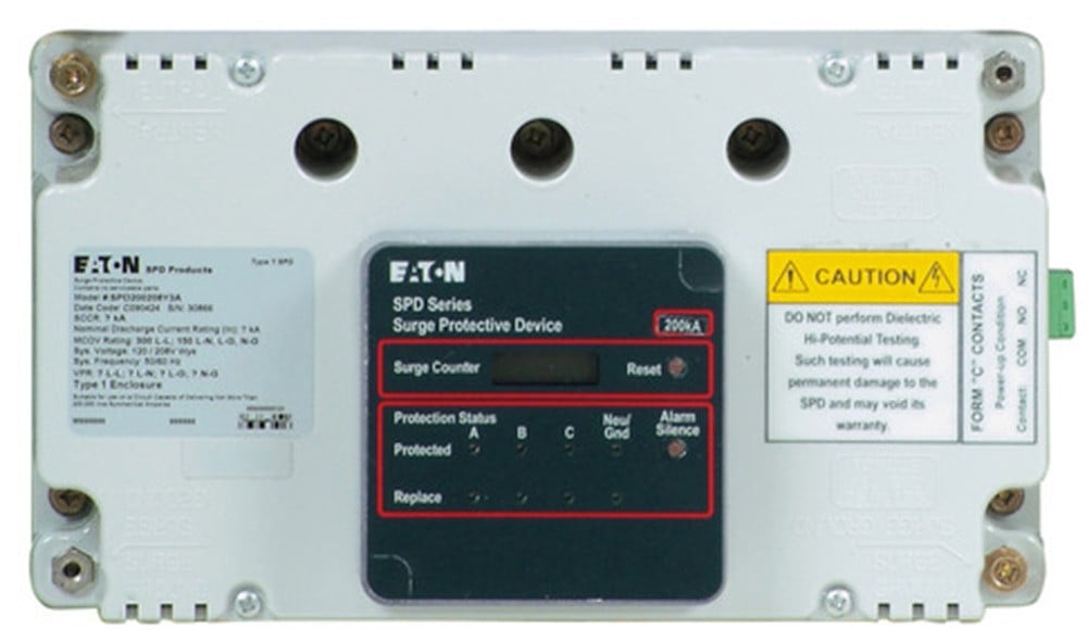 Eaton #SPD080208Y2A, Surge Protective Device, 80 kA Per Phase Rating, 120/208 WYE, NEW - Image 1