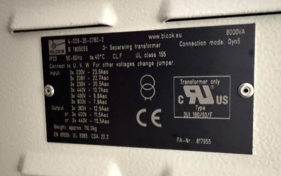 8 kVA Block Three-Phase Isolation Transformer, Multi-Voltage Input 200-600V, 400V Output (Made in Germany) - Image 4