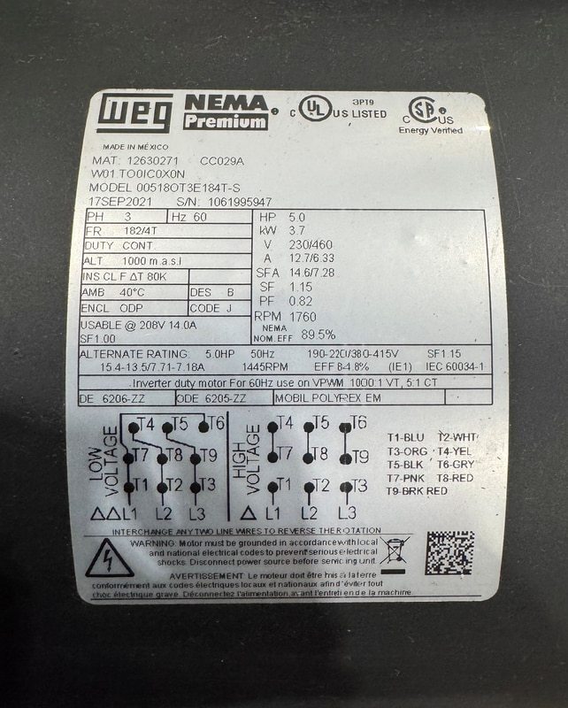 5 HP Powerex #STSH050244, 15 scfm, 116 psi, 60 gallon, dryer, 2021 - Image 10