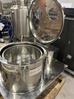 12" x 24" Stainless Steel Basket Centrifuge, 89 L basket volume, 3 KW motor, slurry filtration, dewatering - Image 1
