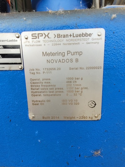Bran & Luebbe #B-Simplex, diaphragm metering pump, 123 GPH, 75 HP Baldor-Reliance 841XL, 1790 RPM, 460 V. - Image 3