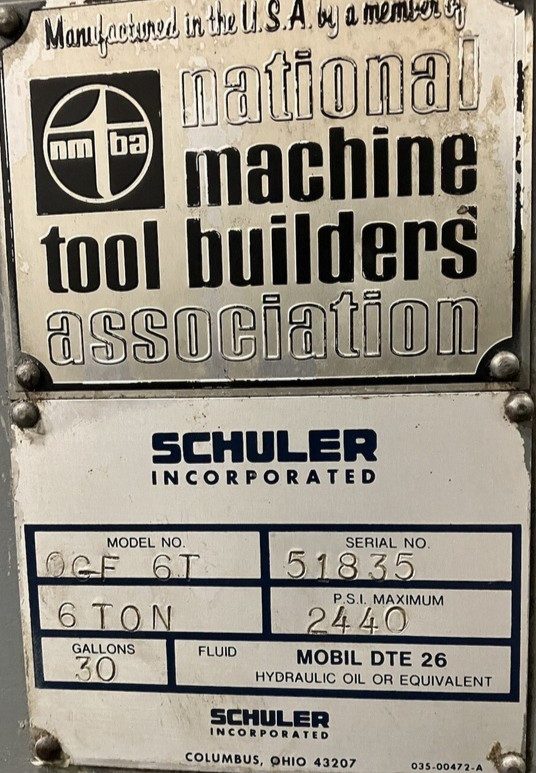 6 Ton, Schuler, Hydraulic Press, 2440 PSI. - Image 3