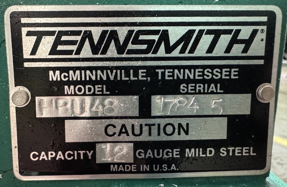 12 gauge x 4' Tennsmith #HBU48-12, Box & Pan Brake, Floor Model, Complete Set Of Fingers - Image 7