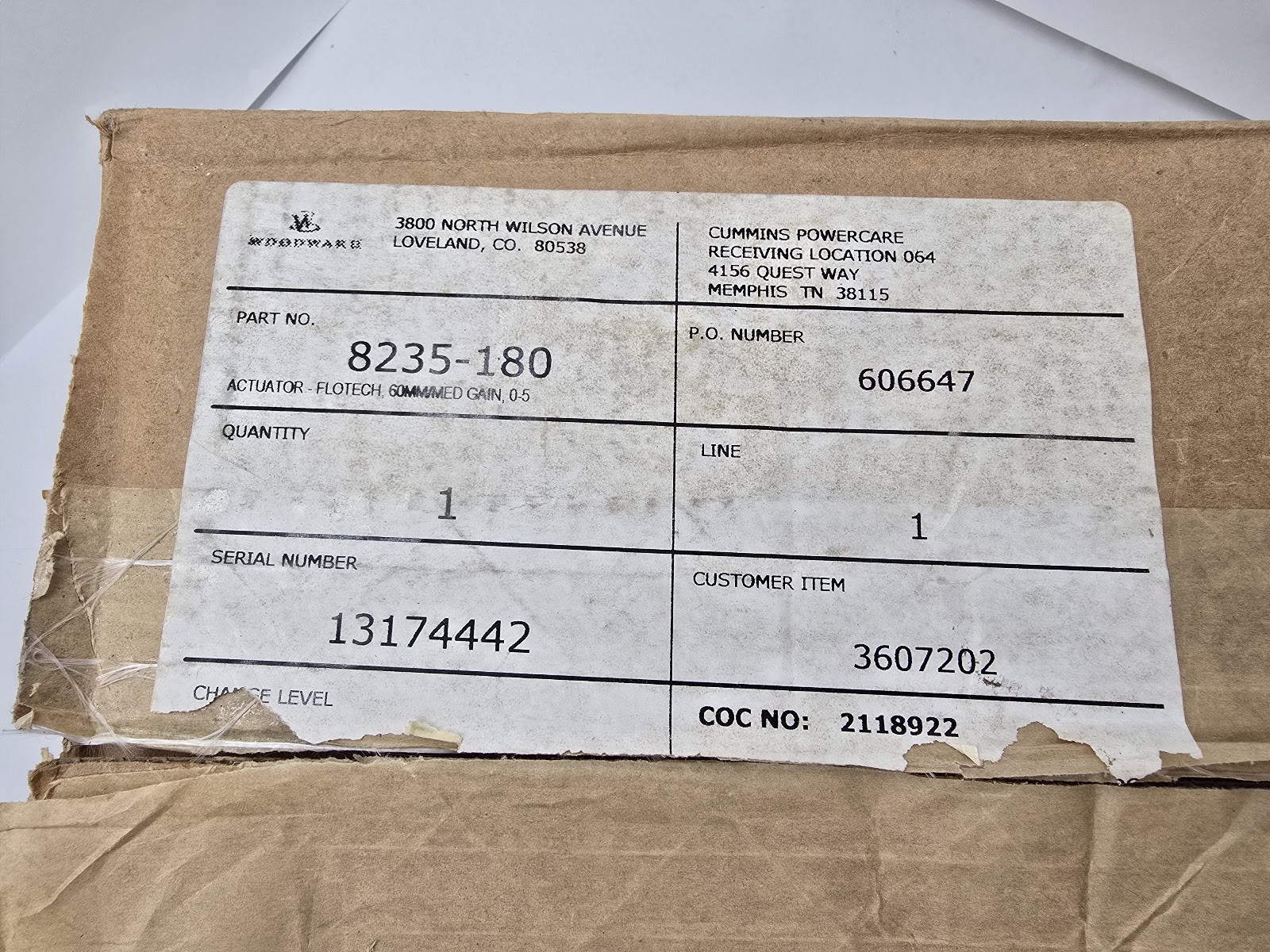 Woodward #8235-180, Integrated Actuator and Throttle Body, ITB, new - Image 2