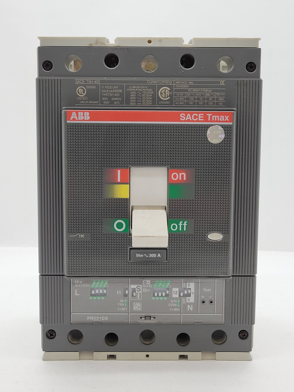 300 Amps, ABB #T5H300BW, SACE Tmax Circuit Breaker, 3P, 600 Volts, 65KA, T5H400, PR221DS Fixed-Version - Image 4
