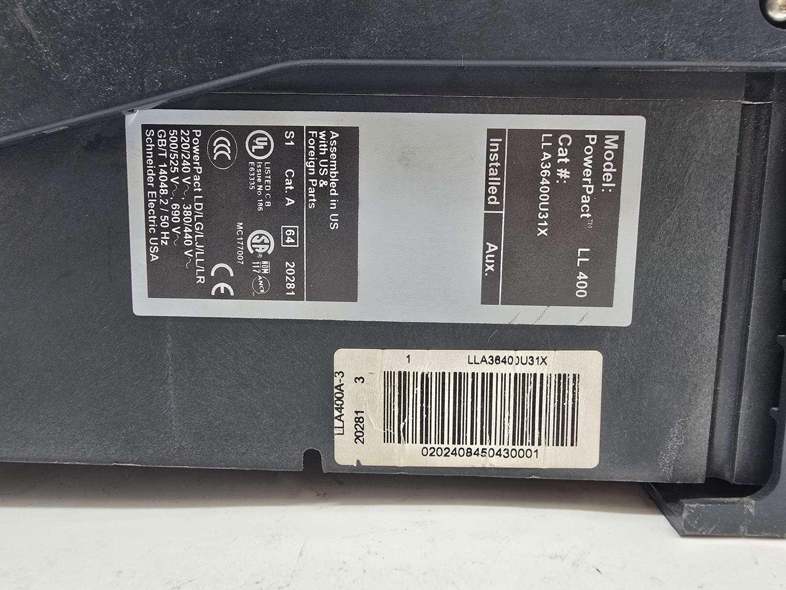 400 Amps, Square D #LLA36400U31X, I-Line Circuit Breaker, 3P, 600 VAC, 50/60 Hz., HACR Type - Image 6