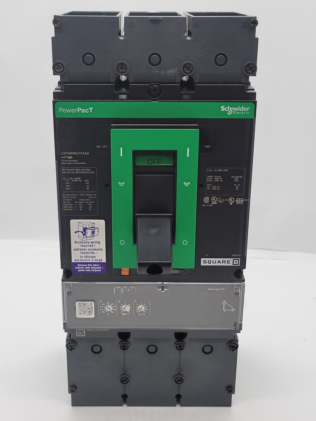 600 Amps, Square D #LGP36600U31XAA, PowerPact Circuit Breaker, 3P, 600 Volts, 35KA, new - Image 7