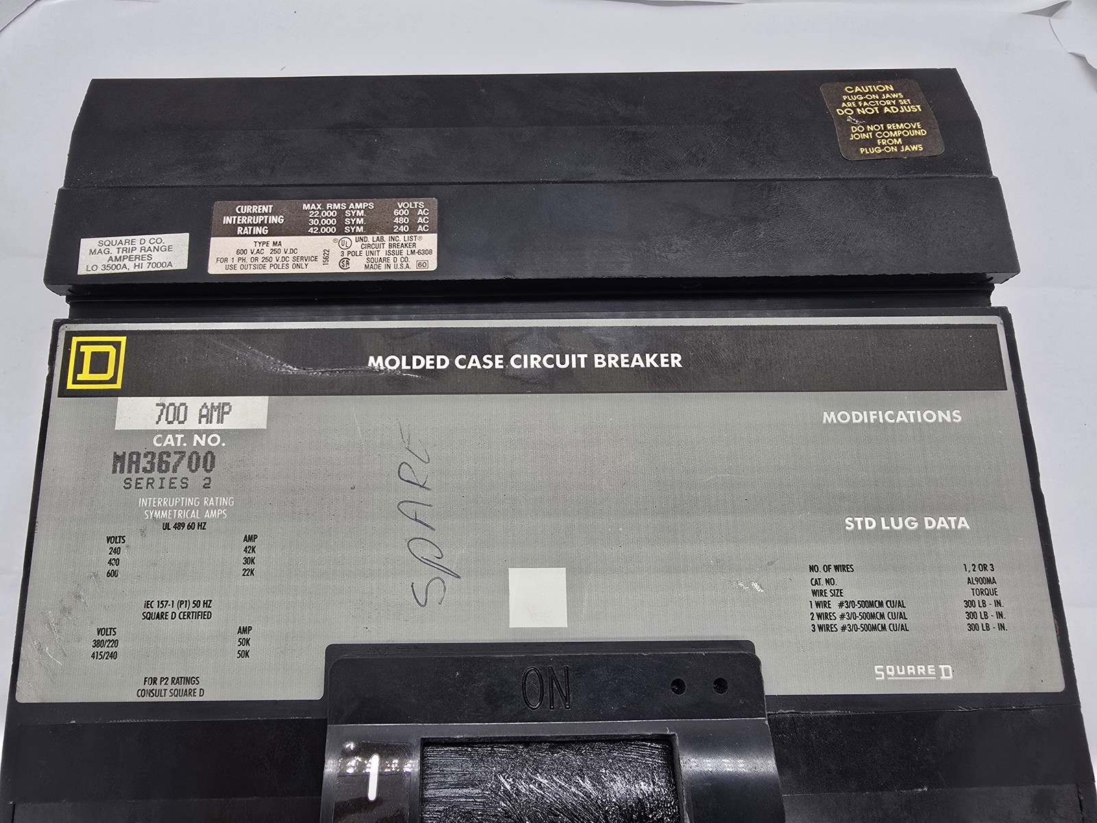 700 Amps, Square D #MA36700, I-Line Circuit Breaker, 3P, 600 Volts, 22KA, Series 2, w/ Mounting Hardware - Image 10