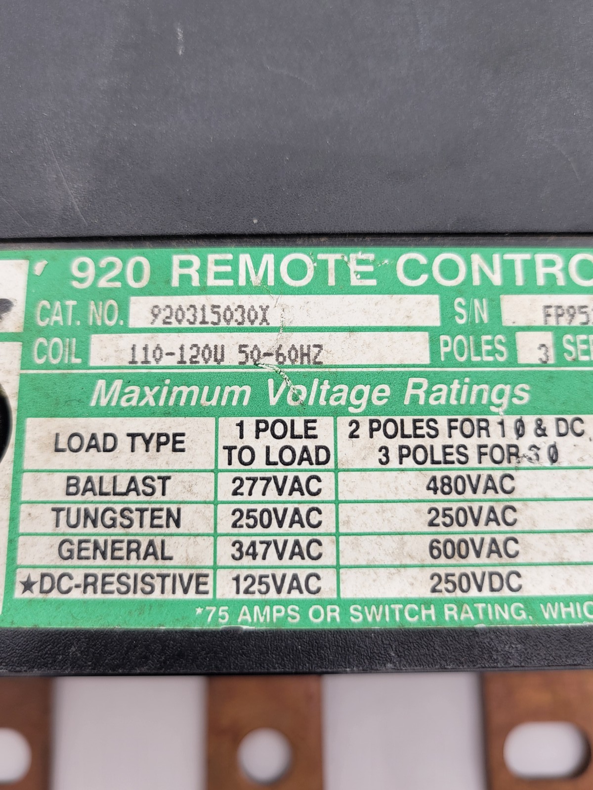150 Amp. Asco #920315030X, 920 Remote Control Switch, 3P, 3 phase, 600 Volts, 110/120 Volts Coil - Image 2