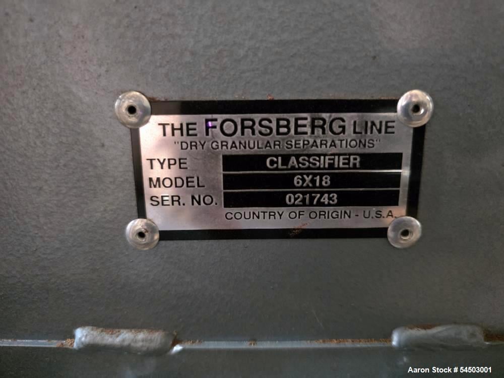 Forsberg #6x18, Vertical Precision Air Classifier, 10,000 PPH, 1 HP feed drive, 2 HP blower, 870 RPM fan - Image 3