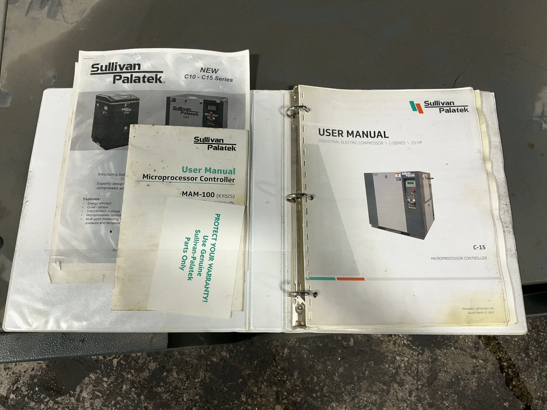 174 PSIG, Sullivan-Palatek #C-15, rotary screw air compressor, 15 HP, 3410 RPM, 16.5 Amps, MAM-100 digital - Image 5