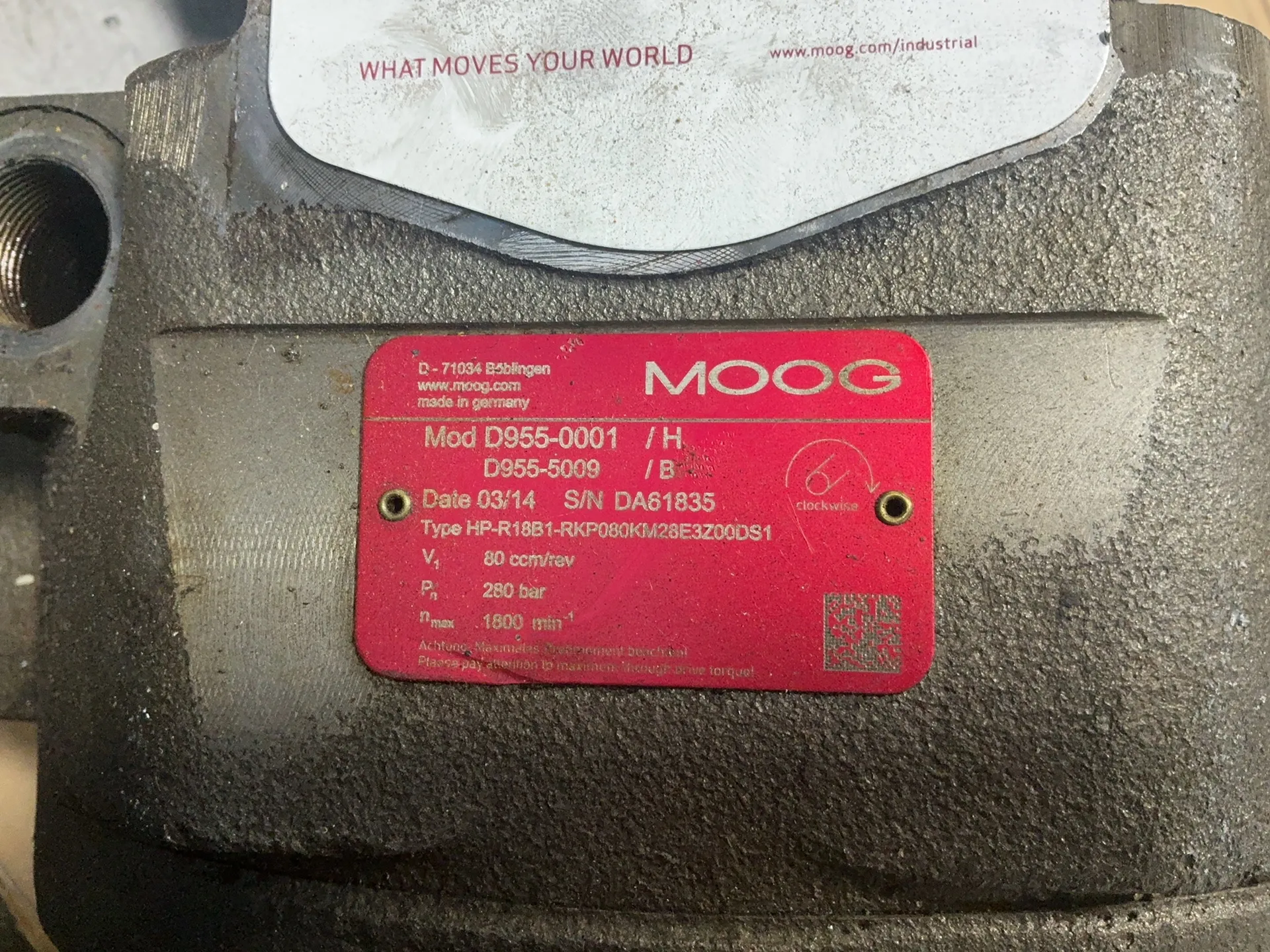 Moog #D953-0013/D955-0001, radial piston pump, 280 bar, 1800 RPM, 2014 - Image 6