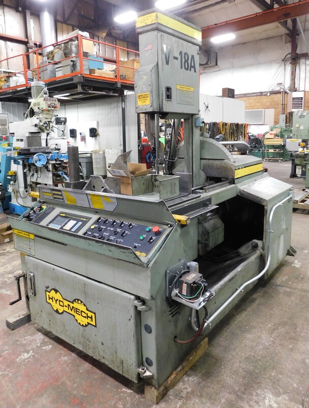 18" x 20" Hyd-Mech #V-18A, automatic vertical bandsaw, 1.25" x 14' 11" blade, 65-385 FPM, hydraulic tilt - Image 1