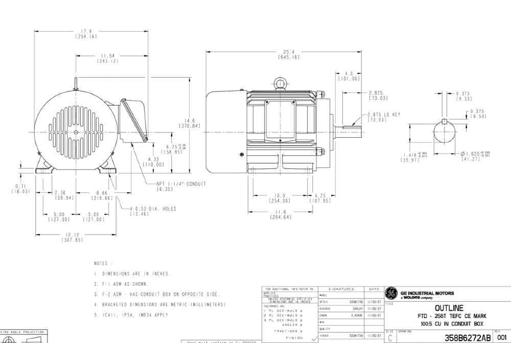 20 HP 3520 RPM General electric, Frame 256T/F1, 230-460 V./60Hz/ 5KS256STE105 - Image 1