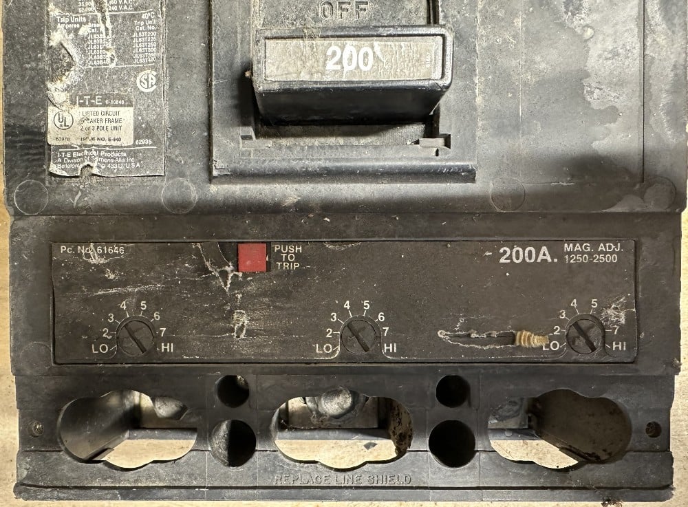 200 Amps, ITE, JL63F400, 400A Frame Molded Case Circuit Breaker, 3-Pole, 600 VAC, Adjustable Magnetic Trip - Image 4