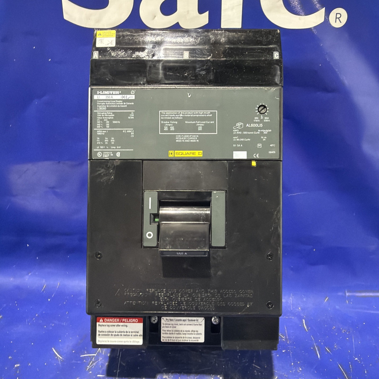 350 Amps, Square D #LI36350, I-Line circuit breaker, 600 Volts, 3 Pole, 100 KA (2 available) - Image 3