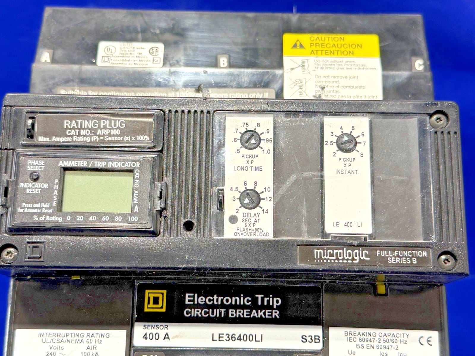 400 Amps, Square D #LE36400LI, I-Line circuit breaker, 600 Volts, 3 Pole, Micrologic trip, Series B (4 - Image 4
