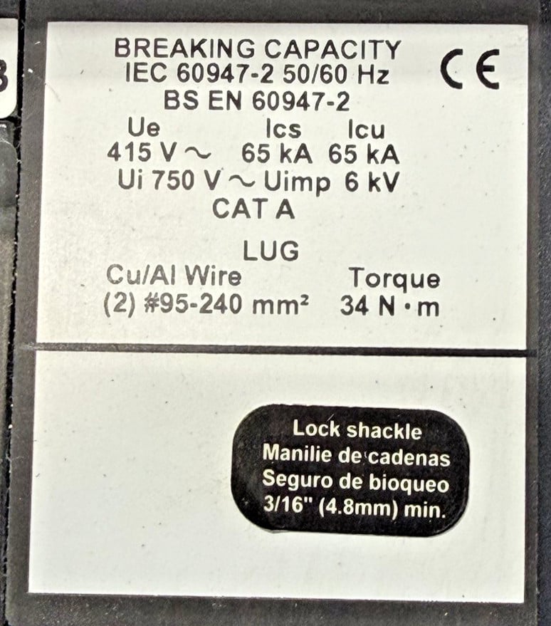 400 Amps, Square D #LE36400LI, I-Line circuit breaker, 600 Volts, 3 Pole, Micrologic trip, Series B (4 - Image 7