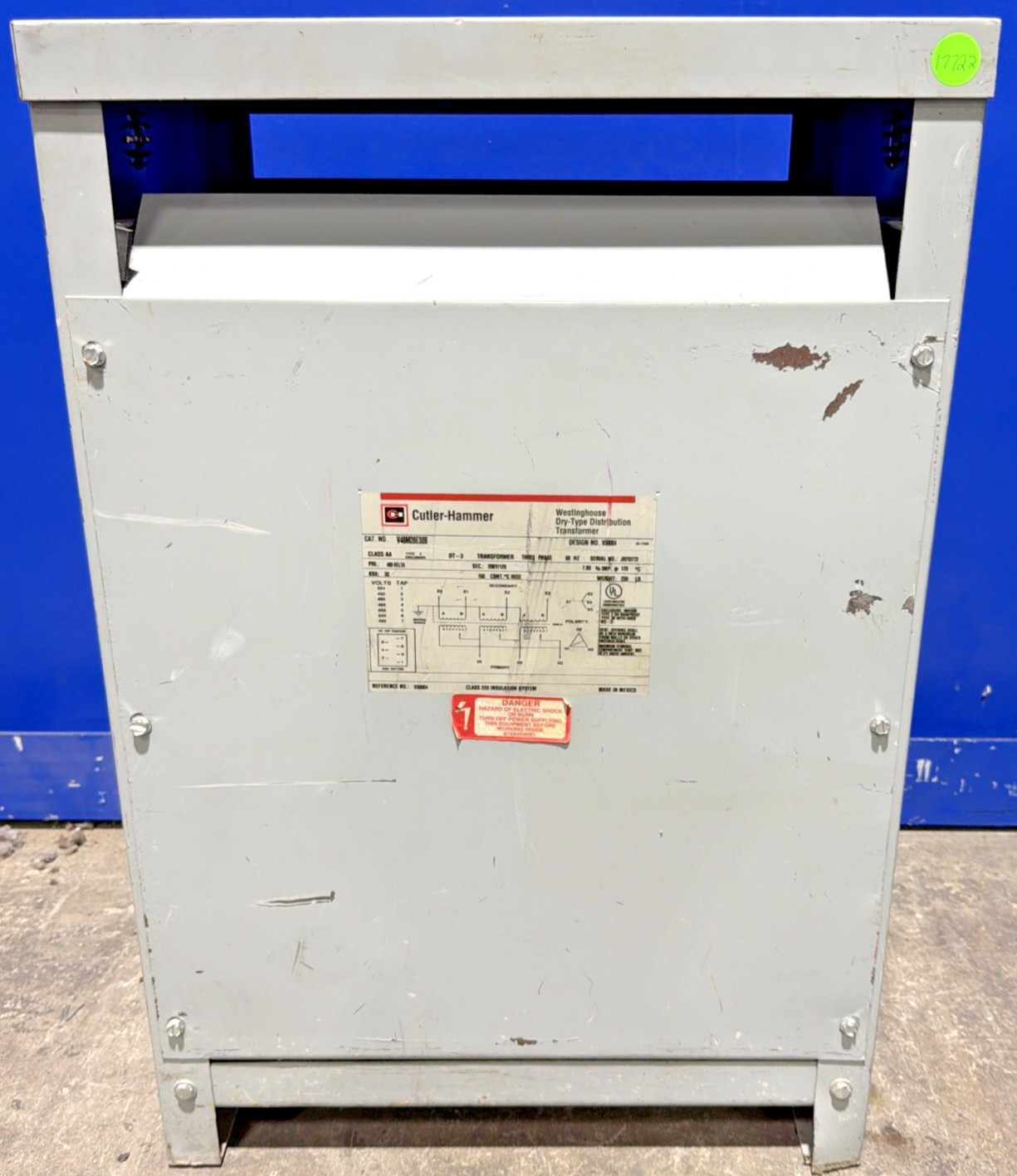 30 KVA 480 Delta Primary, 208Y/120 Secondary, Cutler-Hammer #V48M28E30B, Transformer, 3 Phase, NEMA 2 - Image 2