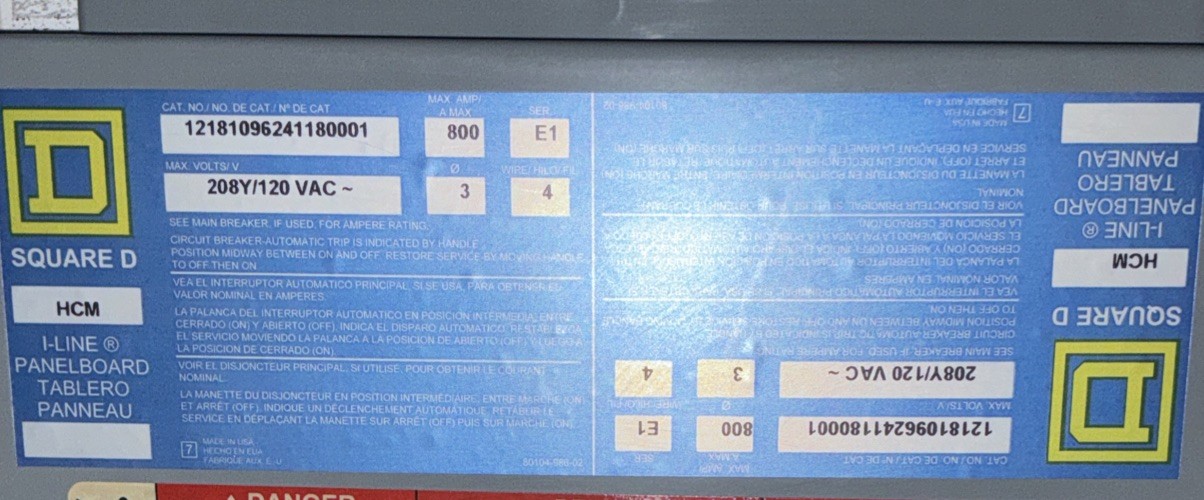 800 Amp. Square D 12181096241180001, I-Line Panelboard, 208Y/120 Volts, 3 Phase, w/ metering - Image 2