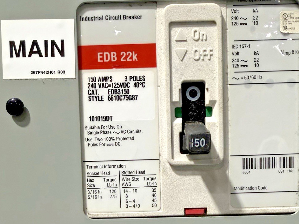 150 Amp. Eaton SDA0191849-020, Main Breaker Panelboard, 208Y/120 Volts, 3 Phase, 4 Wire - Image 7