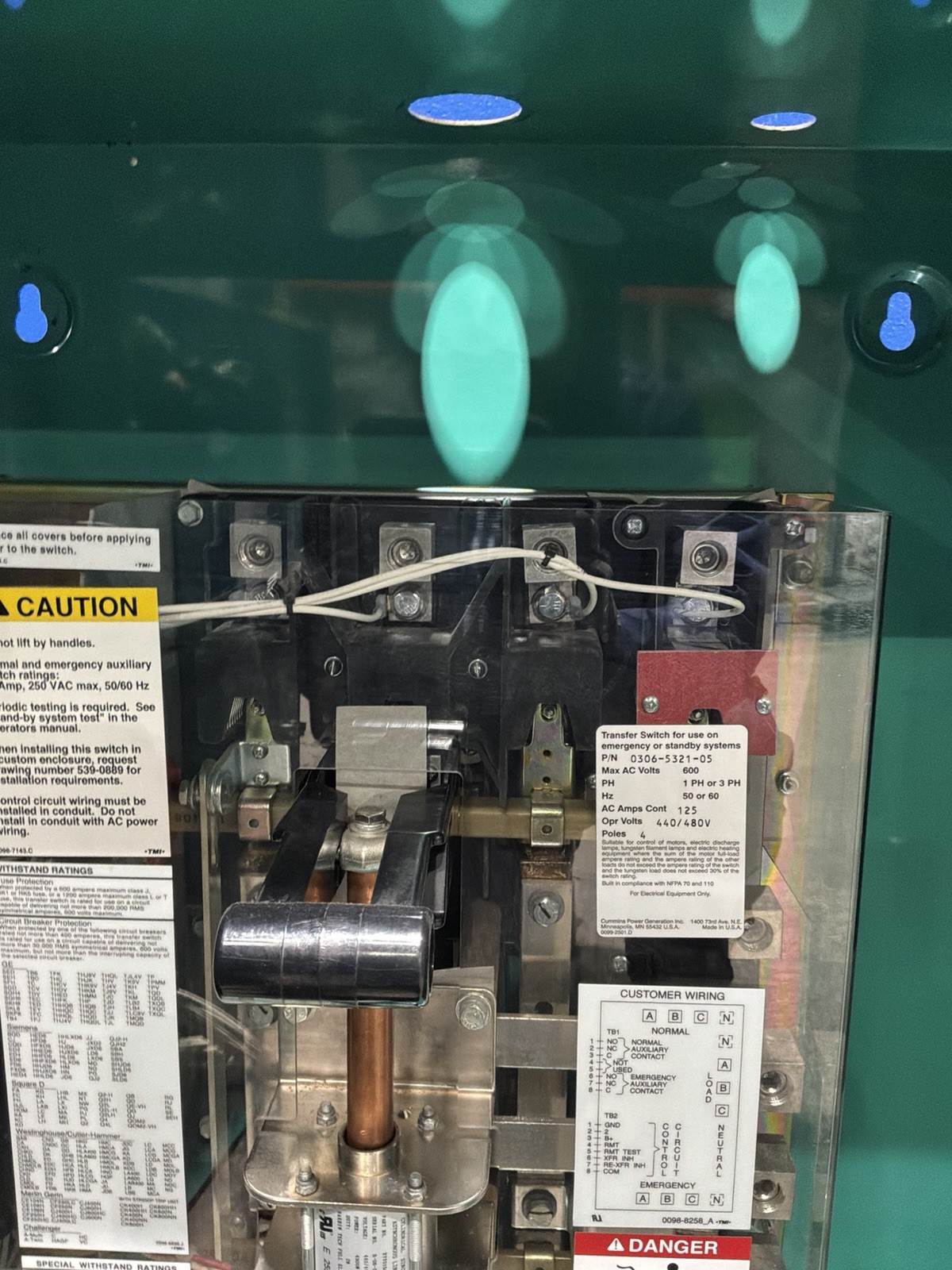 125 Amp. Cummins #OTECA-7644953, transfer switch, 480 Volts, 4 Pole, 60 Hz - Image 8